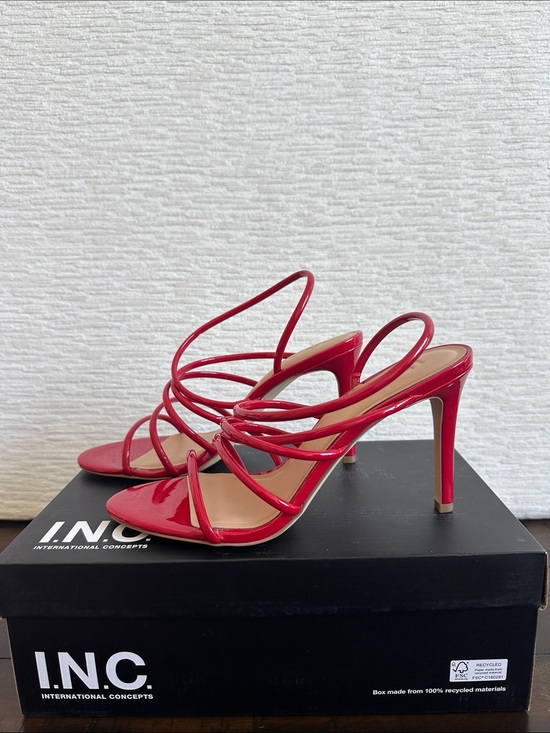 INC International Concepts Shoes - INC International Concepts Red Patent Multi-Strap Heeled Sandals NIB